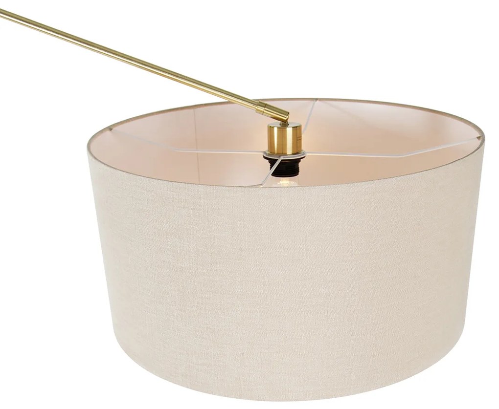 Candeeiro de pé dourado com cúpula castanho claro 50 cm ajustável - Editor Design,Moderno