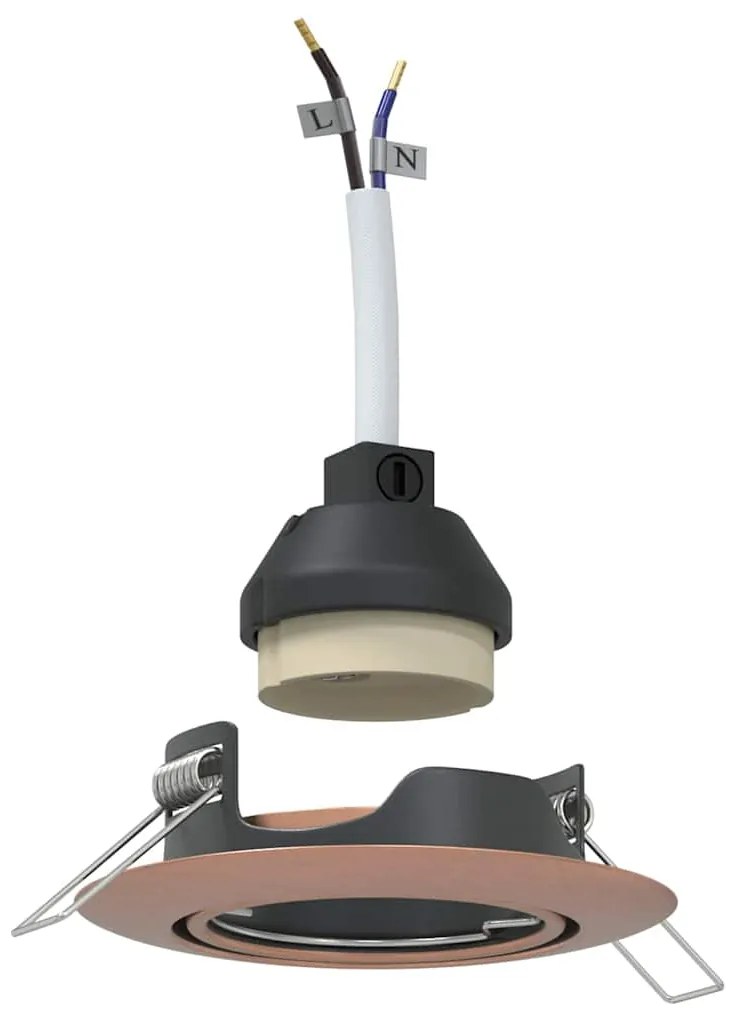 Luminárias Embutidas 12 pcs Redondas GU10 Cobre Ø90 mm Aço