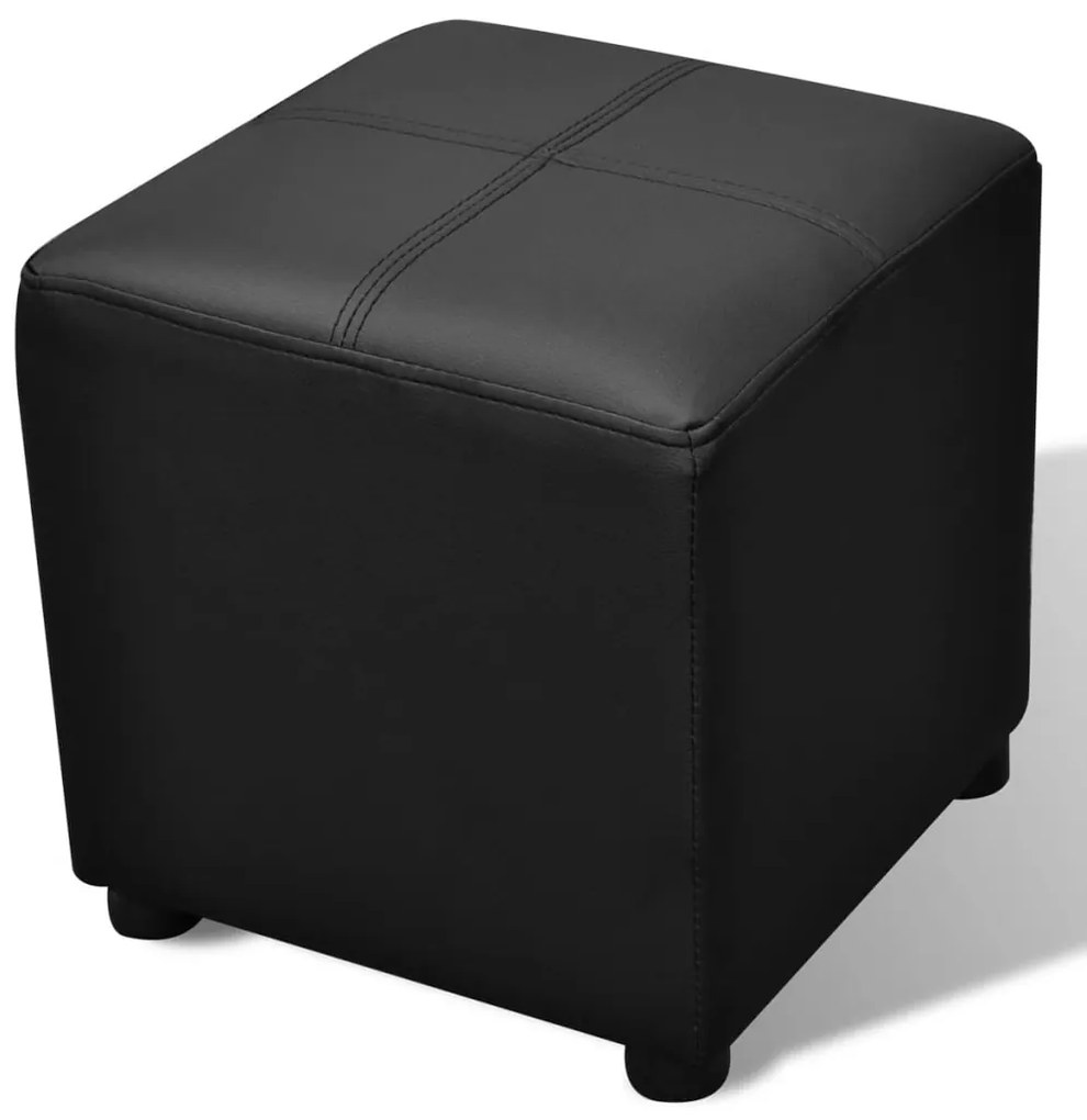Bancos armazenamento e apoio para os pés, pele artificial, preto 3 pçs
