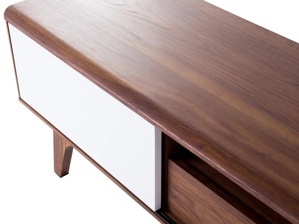 Móvel de TV com 1 gaveta e 5 prateleiras em madeira escura e branco EERIE Beliani