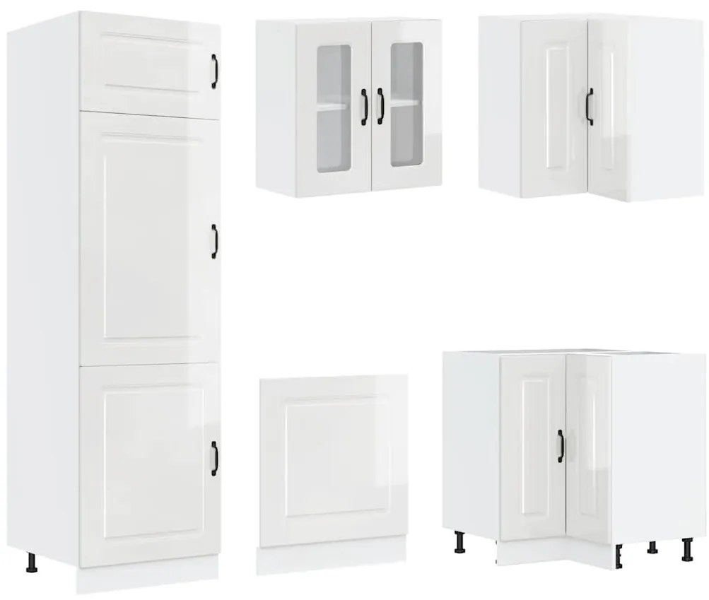 14 peças armário de cozinha conjunto Kalmar brilho branco