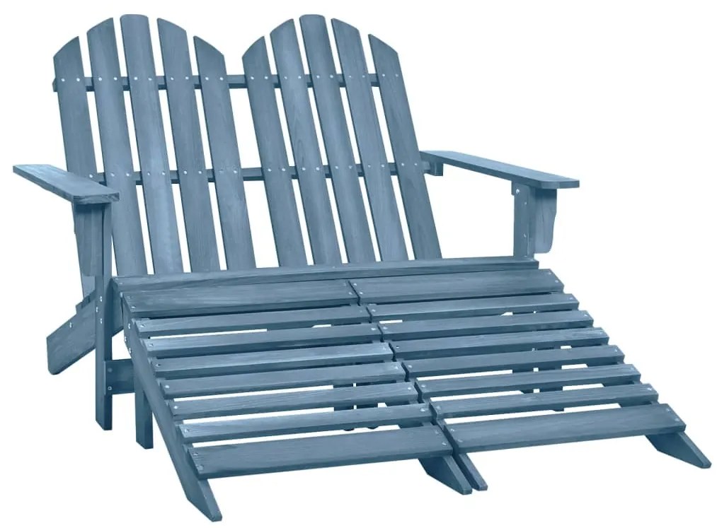 vidaXL Cadeira de jardim e otomano Adirondack 2 lugares abeto azul