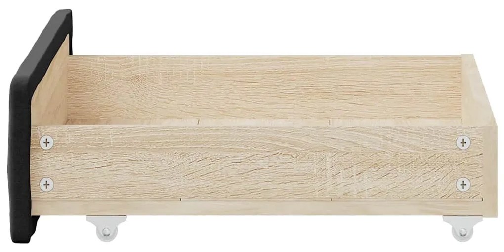 Gavetas de cama 2 pcs derivados de madeira e tecido preto
