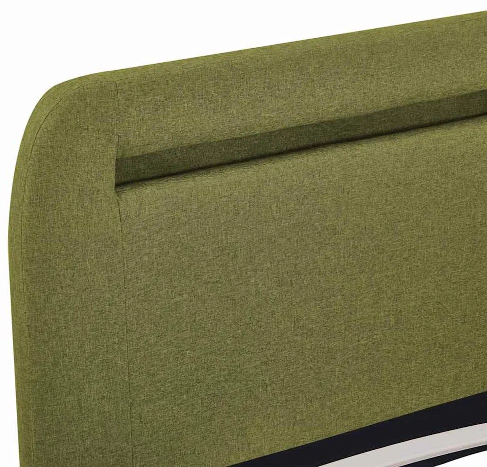 Estrutura de cama com LED sem colchão 150x200 cm tecido verde