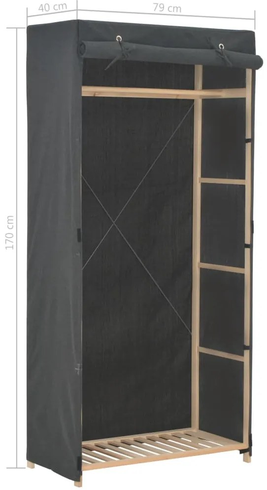 Roupeiro 79x40x170 cm tecido cinzento