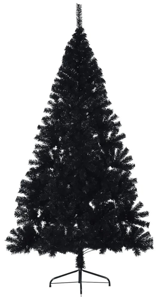 Meia árvore de Natal artificial com suporte 240 cm PVC preto
