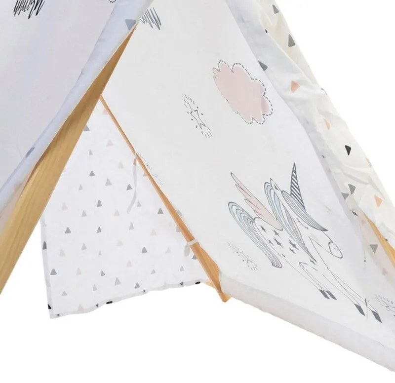 Tenda de Campanha DKD Home Decor Algodão Madeira Unicórnio (110 x 110 x 106 cm)