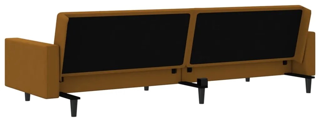Sofá-cama de 2 lugares veludo castanho