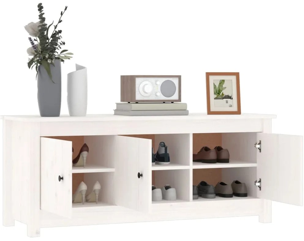 Sapateira 110x38x45,5 cm pinho maciço branco