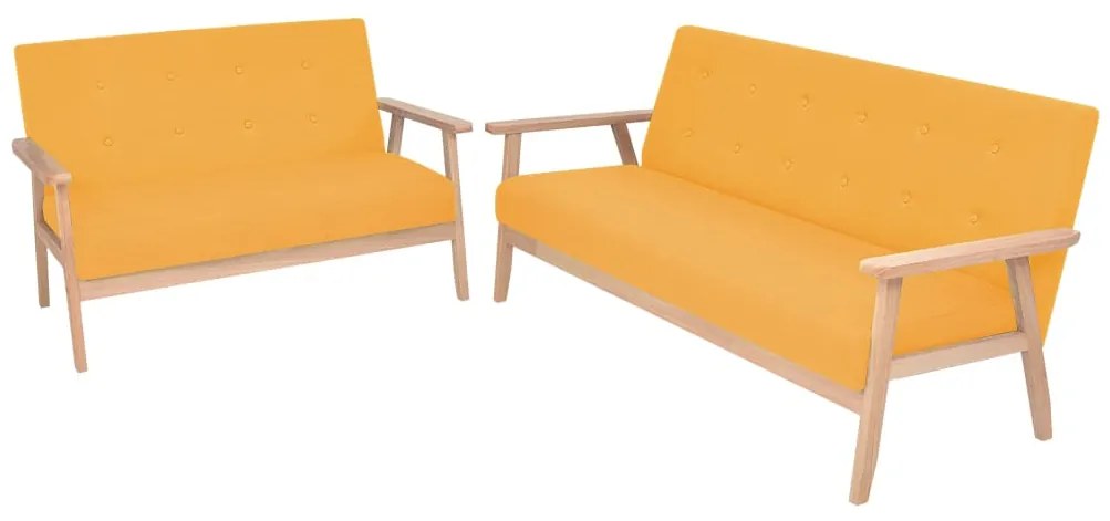 vidaXL Conjunto de sofás 2 pcs tecido amarelo