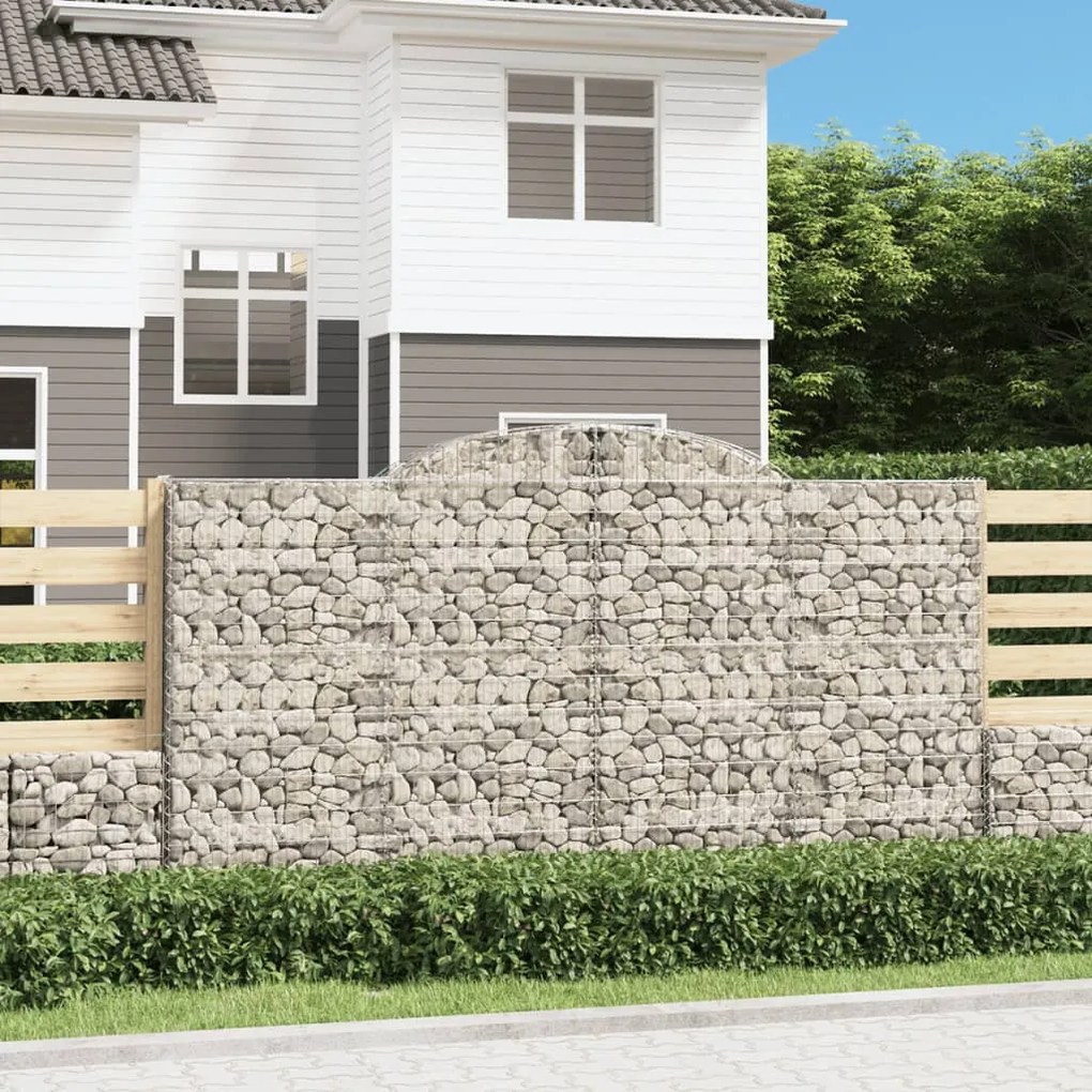 vidaXL Cestos gabião arqueados 9pcs 300x30x160/180cm ferro galvanizado