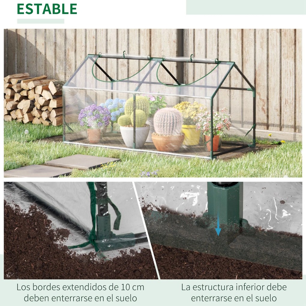Estufa 119x60x60cm Estufa de Jardim com 2 Janelas Enroláveis para Cult
