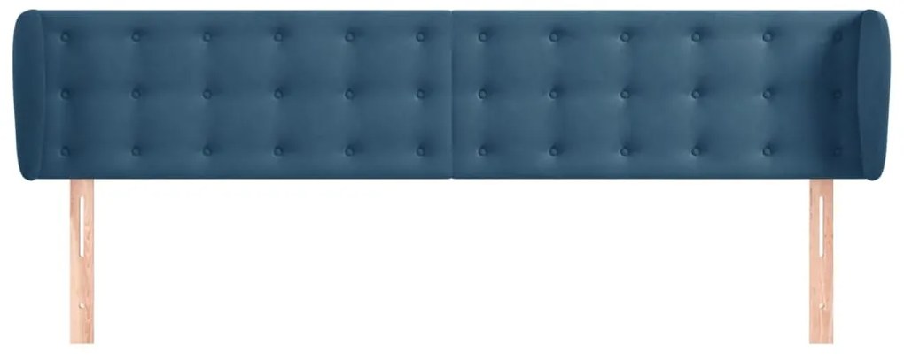 Cabeceira de cama c/ abas veludo 183x23x78/88cm azul-escuro