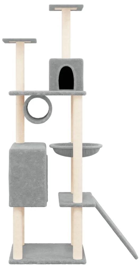 Árvore p/ gatos c/ postes arranhadores sisal 168 cm cinza-claro