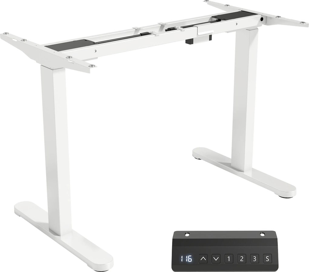 HOMCOM Estrutura de Mesa Elétrica, ajustável em altura, com função de memória, aço, branco | Aosom Portugal