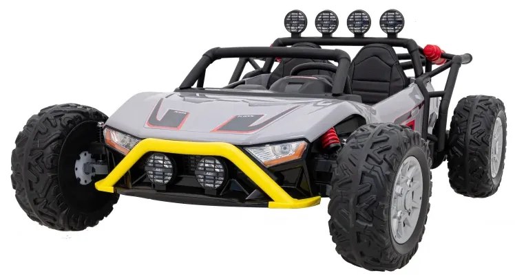 Carro elétrico para Crianças 2 Lugares Buggy Racing 5 24V Rodas Espuma EVA, assento couro ecológico Cinzento