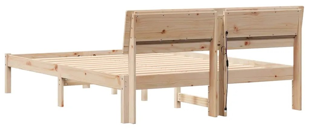 Estrutura da Cama com luzes de tira LED com cabeceira Castanho 120 x 2