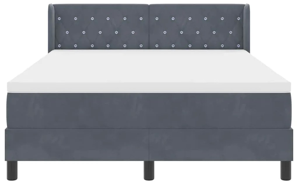 Cama Box Spring vidaXL com Colchão Cinza Escuro 140x200 cm Veludo