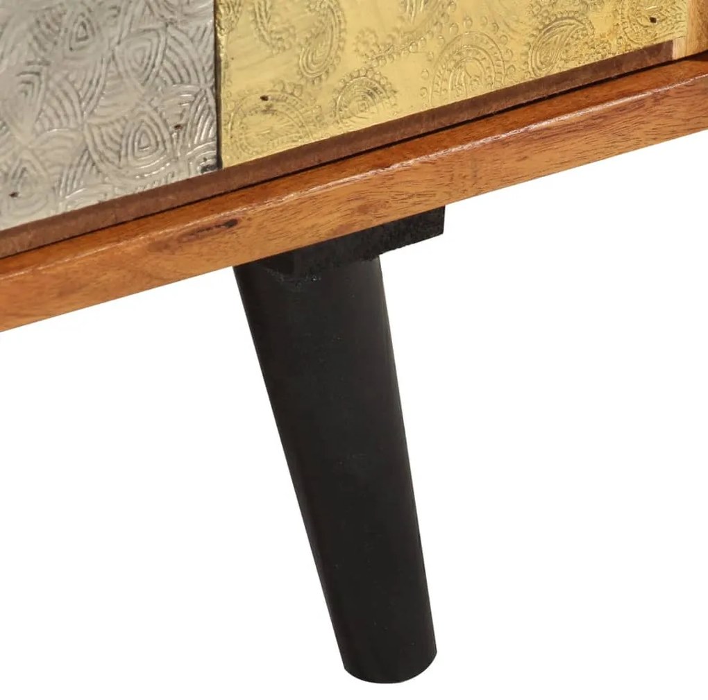 Móvel de TV com portas 112x30x40 cm acácia maciça e metal