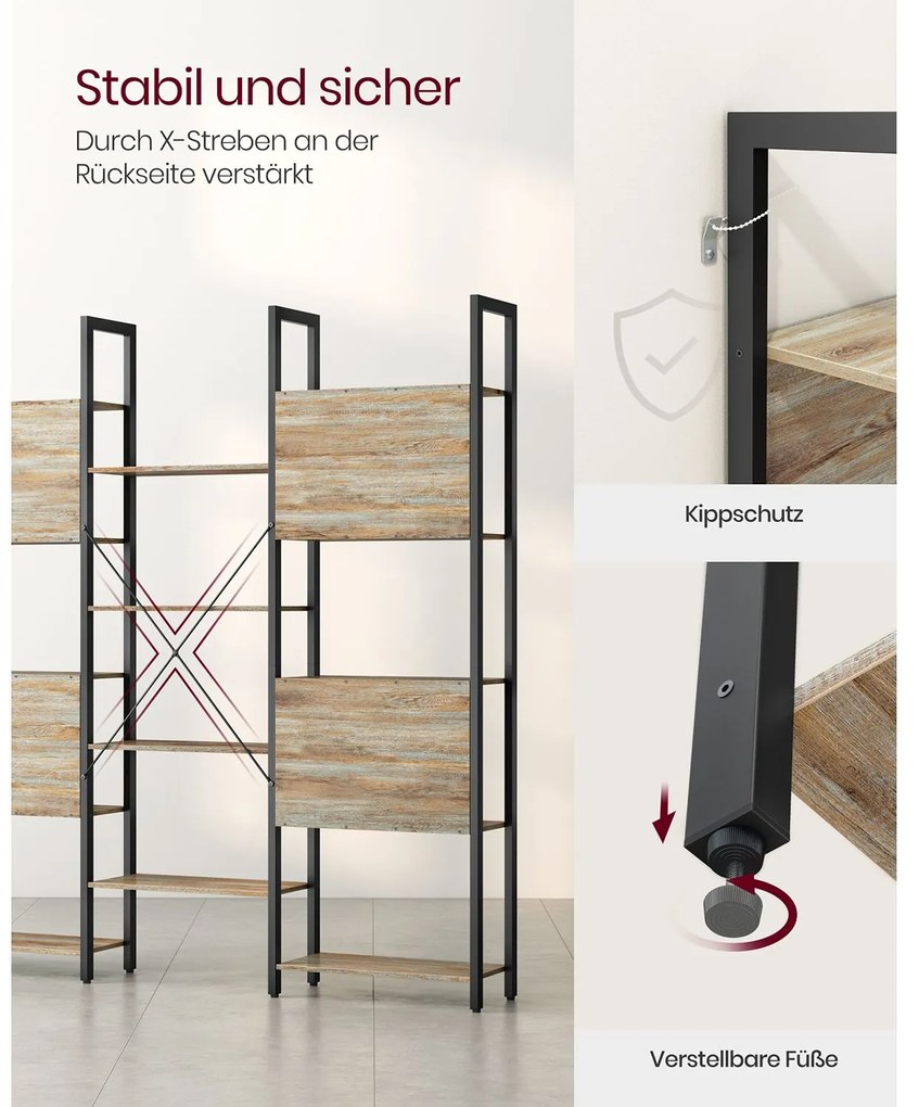 Estante com 14 prateleiras 24 x 158 x 166 cm cor de carvalho com veios azuis-preto