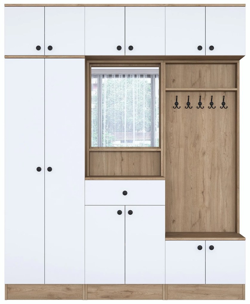 Hall Stand EA108 – Branco e Noz – 179,4x226,4x37,5 cm