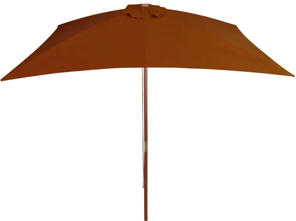 Guarda-sol de jardim c/ poste de madeira 200x300 cm terracotta