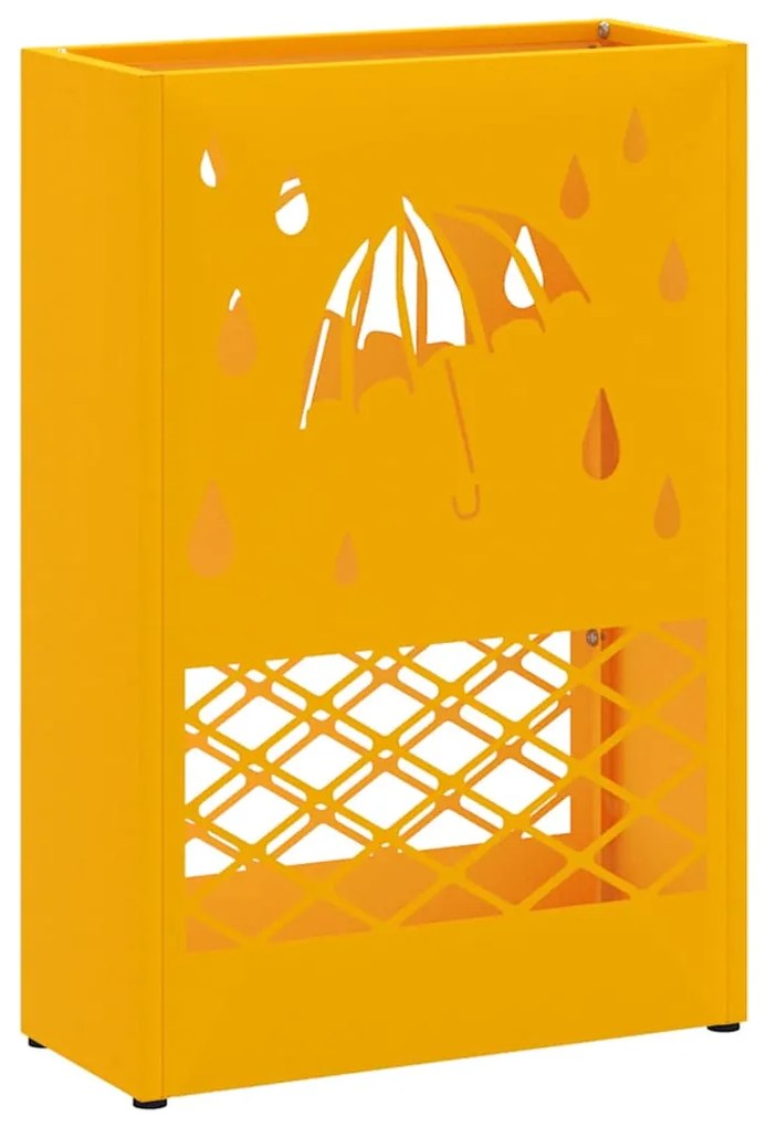 Suporte de Guarda-Chuva Amarelo Mostarda, 28x12x41 cm, em Aço
