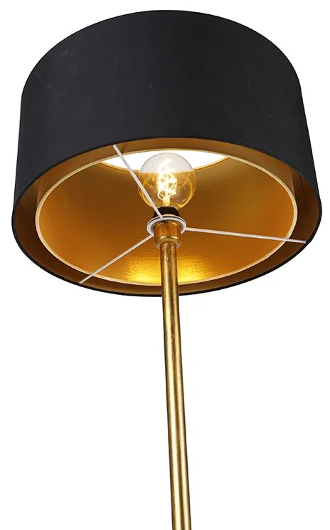 Candeeiro de pé moderno dourado com cúpula preta com dourado - Simplo