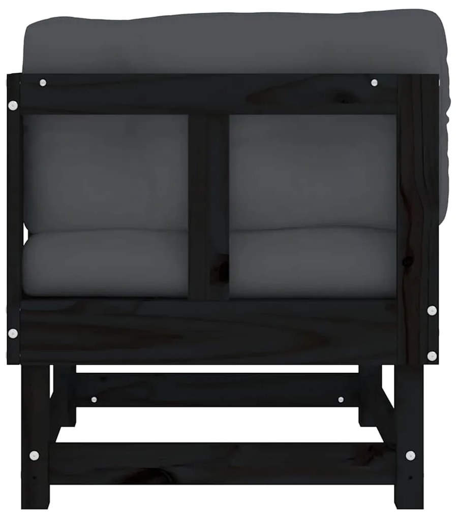 Sofás de canto com almofadões 2 pcs pinho maciço preto