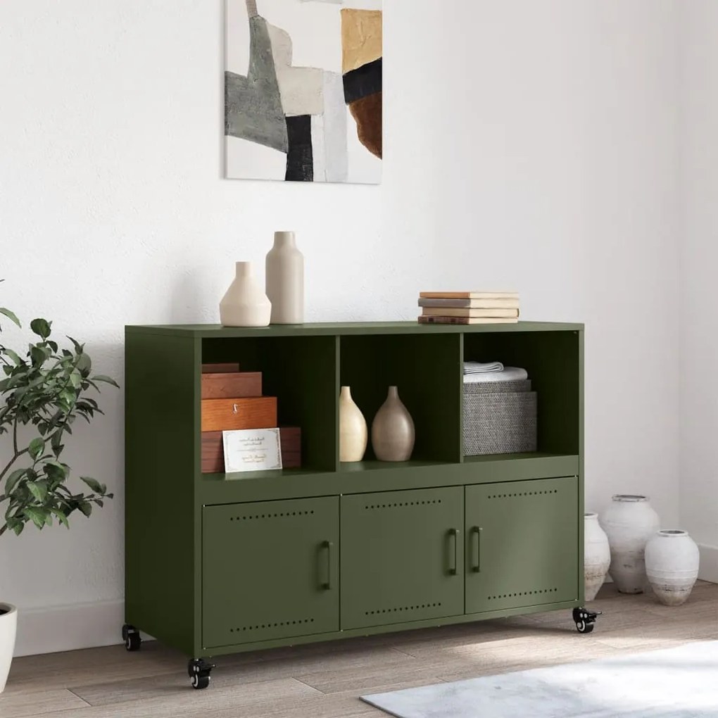 Aparador 100,5x39x72 cm aço verde-azeitona