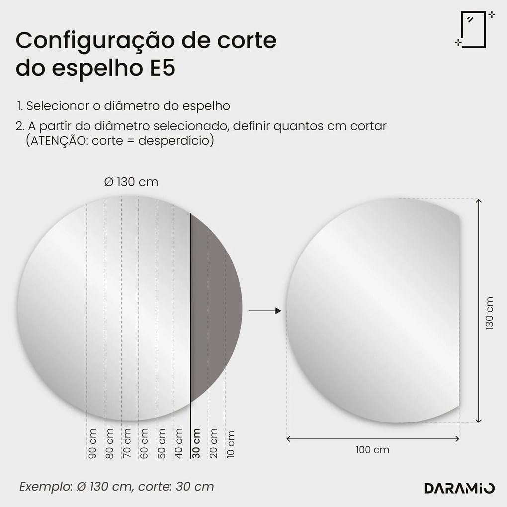 Espelho meia-lua com luz E5