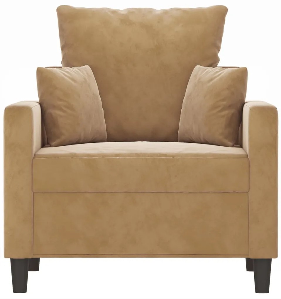 Poltrona 60 cm veludo castanho