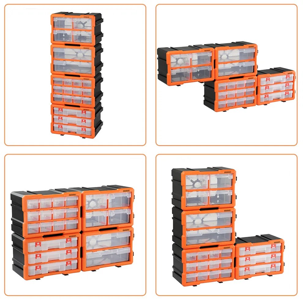 Organizador de ferramentas para casa e garagem 29,5 x 19,5 x 16 cm Laranja + Cinzento