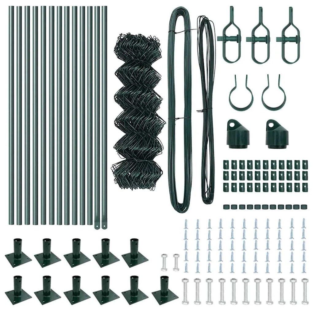 Conjunto de Postes de Cerca Prateado 25 x 0.4 m Aço Galvanizado