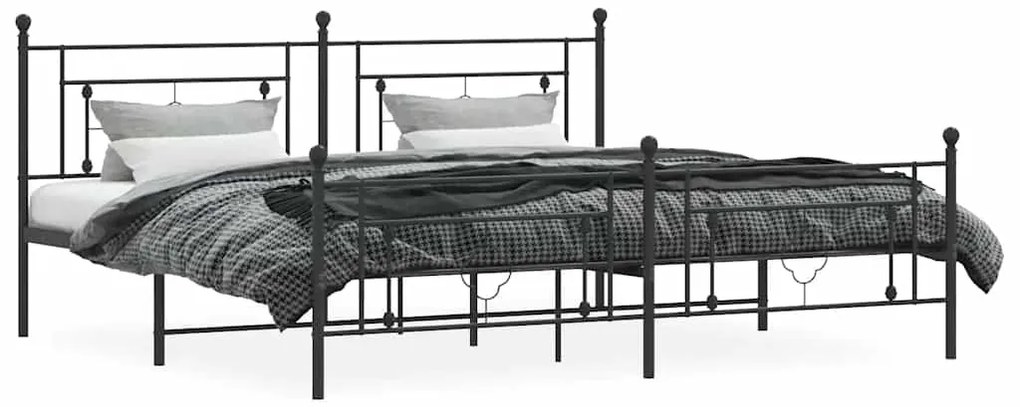 Estrutura de cama com cabeceira e pés 193x203 cm metal preto
