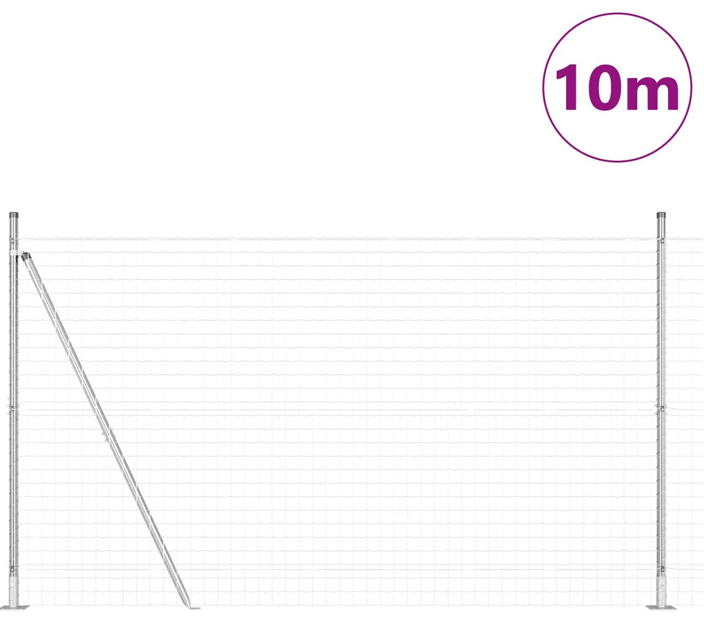 Cerca Euro com 7 Postes Flangeados 1,6x10 m de Aço Galvanizado