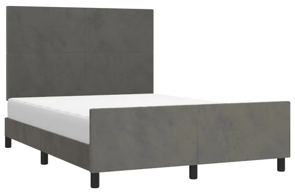 Estrutura de cama sem colchão 140x190 cm veludo cinzento-escuro