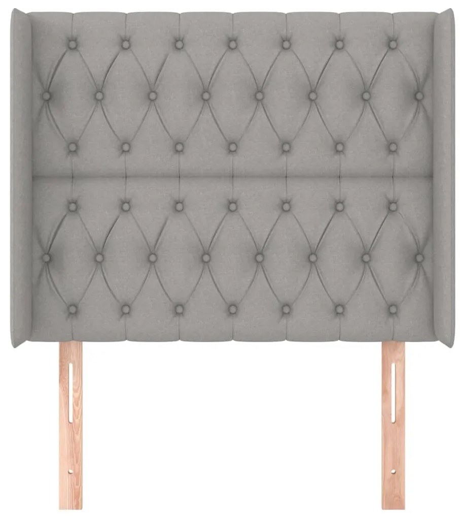 Cabeceira cama c/ abas tecido 103x16x118/128 cm cinzento-claro