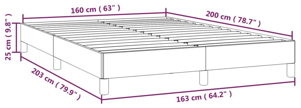 Estrutura de cama 160x200 cm tecido castanho-escuro