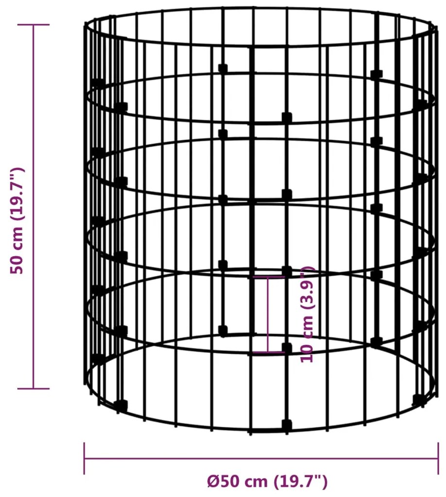 Compostor de jardim Ø50x50 cm aço galvanizado