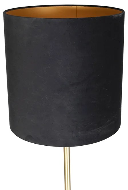 Candeeiro de pé clássico em latão com cúpula preta 40 cm - Simplo Clássico / Antigo,Design