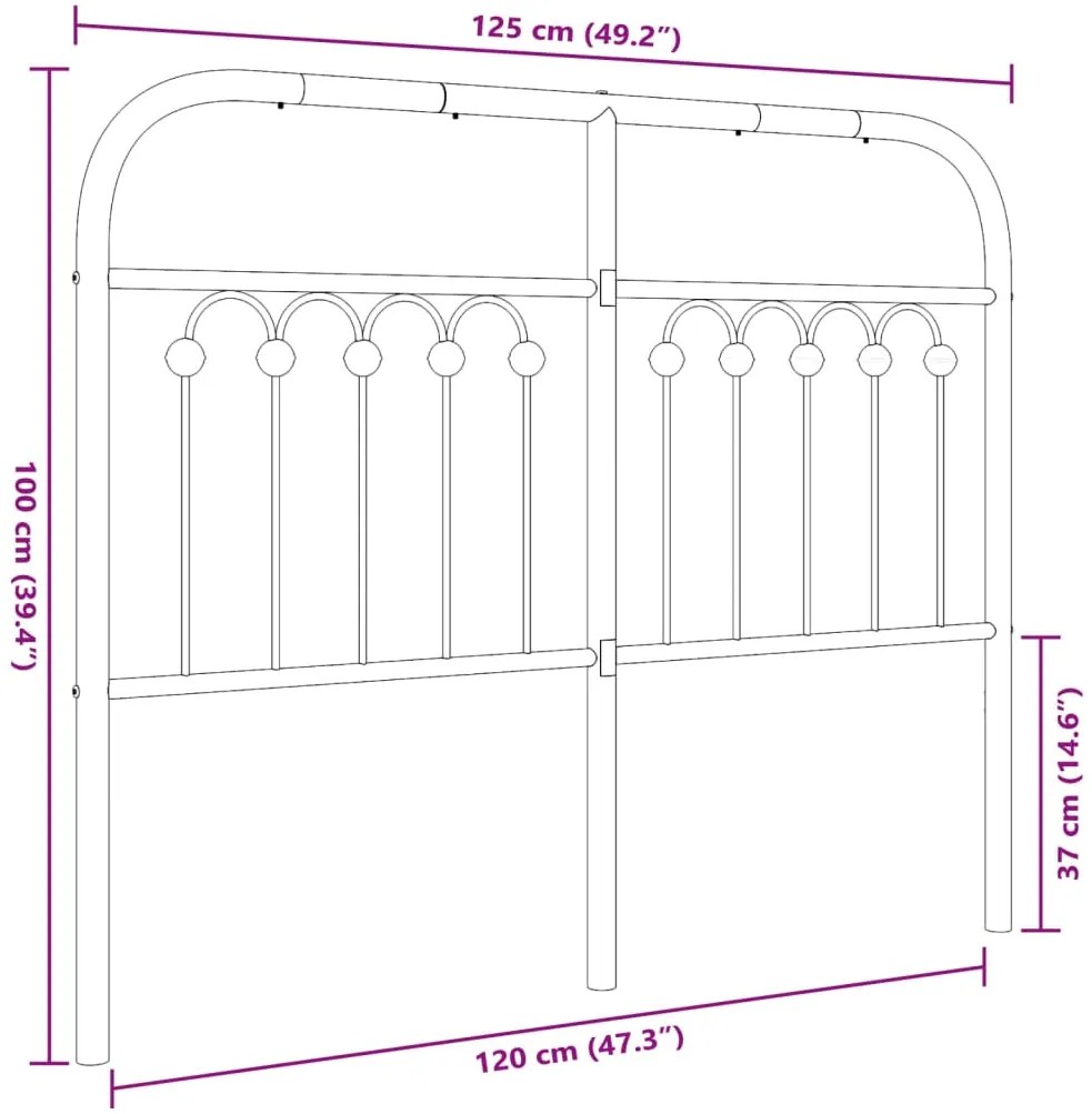 Cabeceira de cama 120 cm metal preto