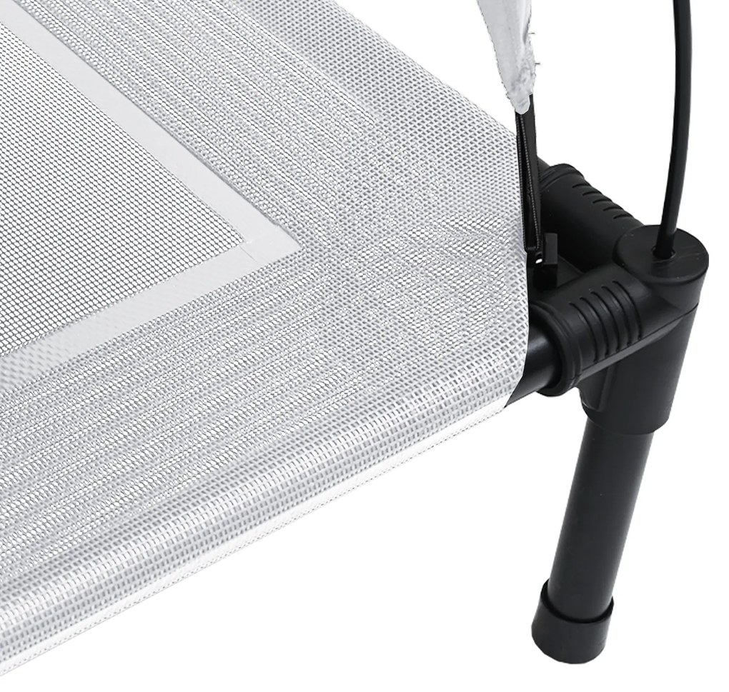 Cama Elevada para Cães com Teto Removível Cinza Prateado XL Aço