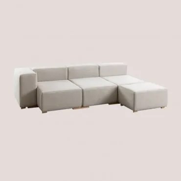 Sofá Modular Chaise Longue De 4 Peças Com 1 Apoia-braços Robert Creme Bege - Sklum