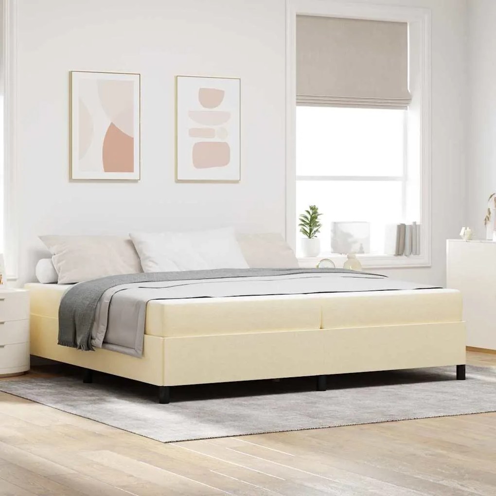 vidaXL Cama Box Creme 200 x 200 cm tecido