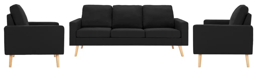 vidaXL 3 pcs conjunto de sofás tecido preto