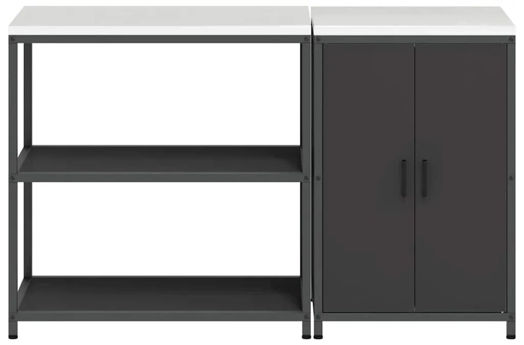 Conjunto de Armazenamento de Cozinha com prateleira 2 pcs Preto