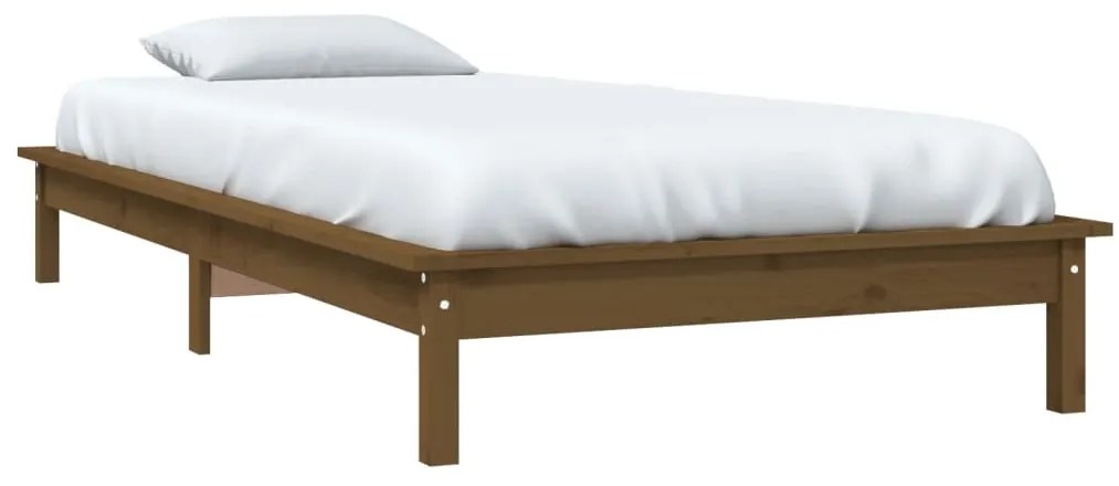 Estrutura cama pequena solteiro 75x190 cm pinho castanho mel