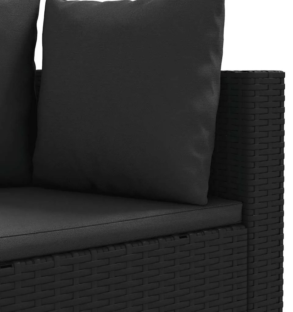4 pcs conjunto de sofás para jardim c/ almofadões vime PE preto