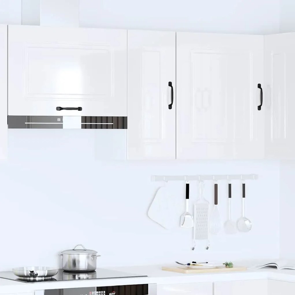 Armário de parede de cozinha Kalmar branco alto brilho